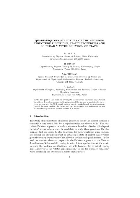 PDF QUARK DIQUARK STRUCTURE OF THE NUCLEON STRUCTURE FUNCTIONS