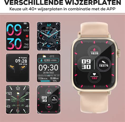 Smartwatch Rose Goud Smartwatch Dames And Heren Bloeddrukmeter And Stappenteller Ios