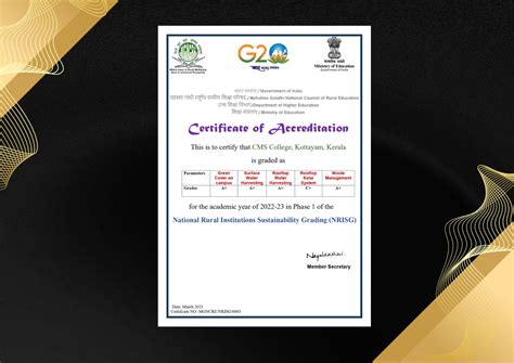 Cms College Kottayam Has Been Awarded The Certificate Of Accreditation