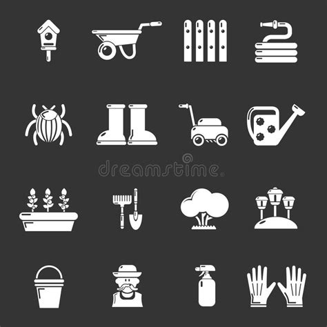 Vector Gris Fijado Iconos Del Jardinero Ilustraci N Del Vector