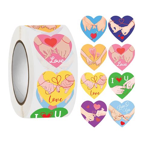 Tachiuwa 500Pcs Heart Stickers Valentine Stickers Envelope Seal Labels