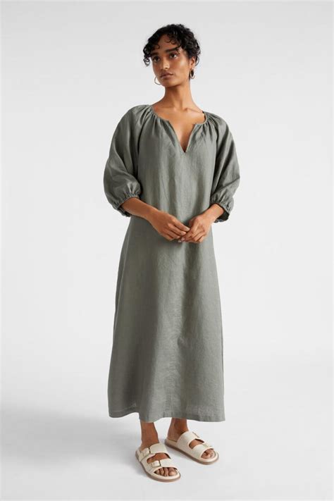 Core Linen Midi Dress Smokey Olive Woman Seed Heritage Dresses