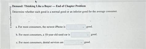 Solved No Demand Thinking Like A Buyer End Of Chapter Chegg