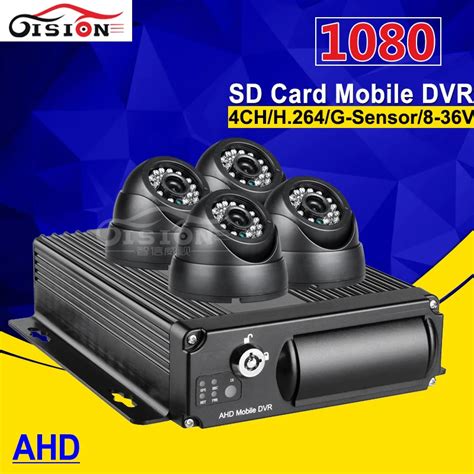 FreeShipping H 264 4CH SD Mobile Dvr Car Dvr Kits 4Pcs Camera With