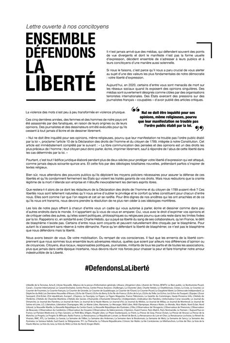 Tribune Ensemble Défendons La Liberté Alliance Presse