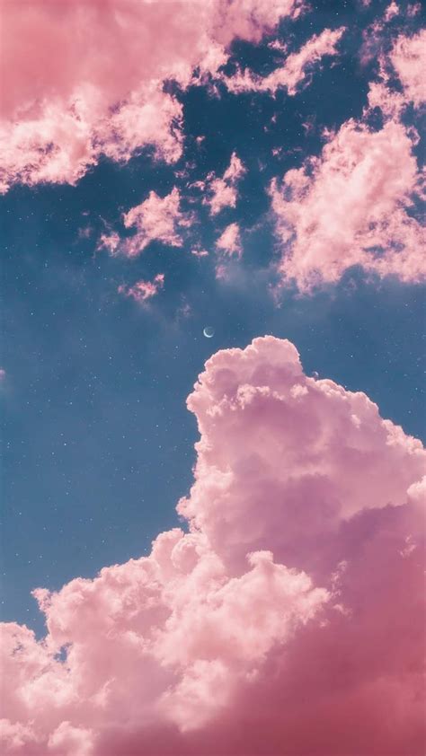 Two Moon In The Aesthetic Pink Sky Iphone Wallpaper Sky Beautiful Night Sky Pink Clouds