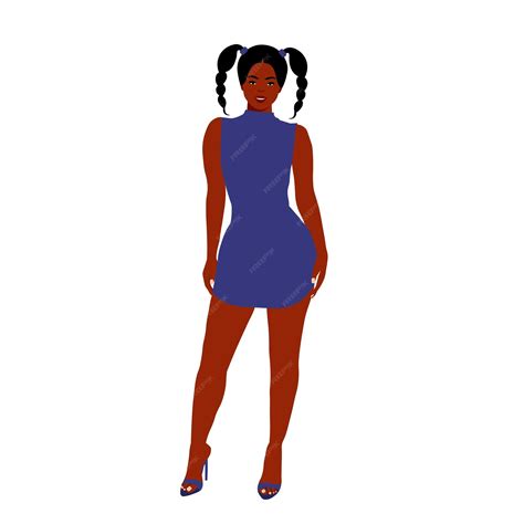 Premium Vector Young Stylish Black Woman In Elegant Style Vector