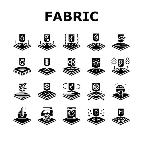 Premium Vector Fabrics Properties Collection Icons Set Vector