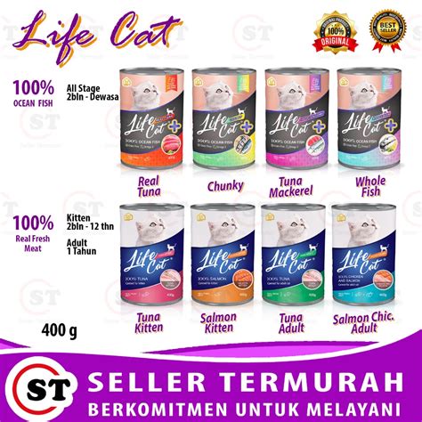 Jual Barang Baru Makanan Kucing Kaleng Life Cat Can Kitten Adult 400gr