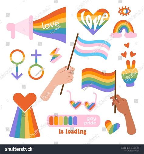 Set Lgbtq Community Symbols Pride Flags Stock Vector Royalty Free