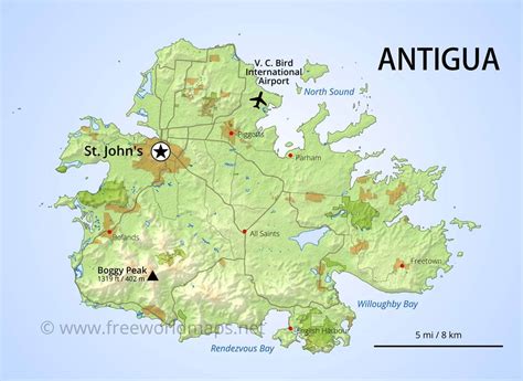 Antigua And Barbuda Map Geographical Features Of Antigua And Barbuda