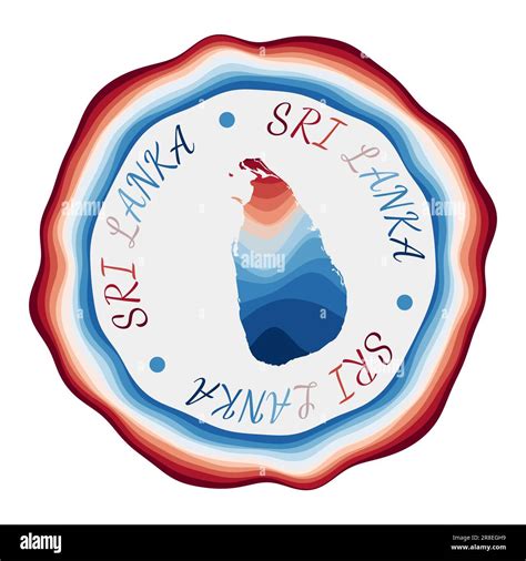 Sri Lanka Badge Map Of The Country With Beautiful Geometric Waves And