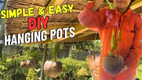 Paano Gumawa Ng Hanging Pot Mula Sa Niyog Easy Hanging Orchid Pot Diy