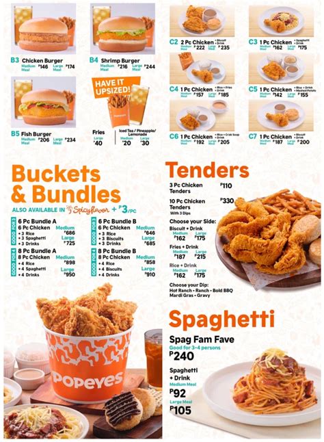 Popeyes Menu With Updated Prices Philippines 2024