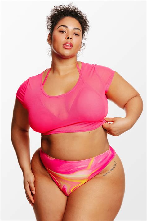 Mesh Top String Triangle And Swirlfriend Cheeky Plus Size Bikini Set