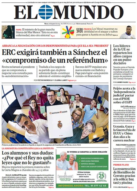 Portada De EL MUNDO Del Martes 18 De Junio De 2024 Medios