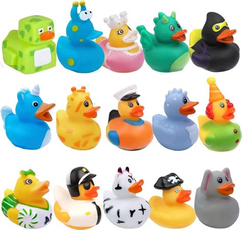 Cavla 15 Pcs Rubber Ducks Mini Bath Ducks Set Rubber Duck Bath Toys