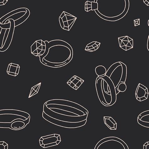 outline ring gemstone seamless pattern illustration  print
