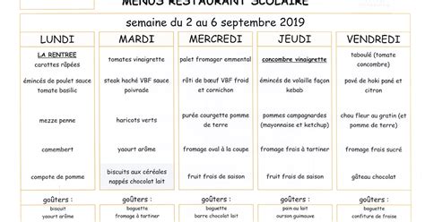 Parents D L Ves Cole Ferdinand Buisson Menus Du Au Septembre