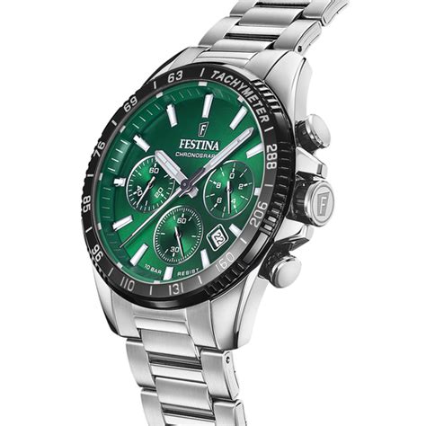 Reloj Festina F Verde Correa De Acero Hombre