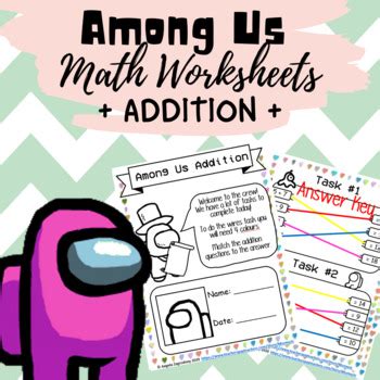 Among Us Addition Worksheet Package By MsZMuzic TpT