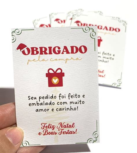 Cart O De Natal Obrigado Pela Compra Kit Unidades Elo