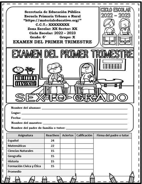 Examen Del Sexto Grado Del Primer Trimestre Para El Ciclo Escolar Hot