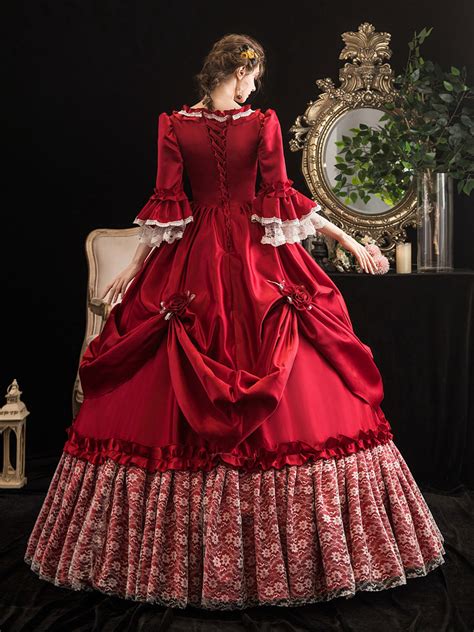 Victorian Dress Costumes Women S Red Trumpet Short Sleeves Victorian