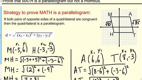 Proving A Quadrilateral Is A Parallelogram But Not A Rhombus Geometry