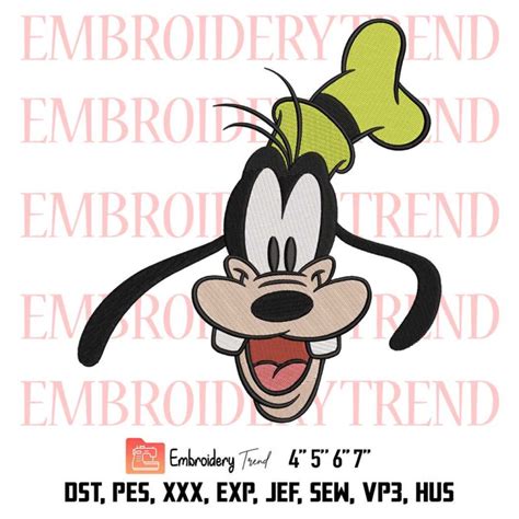 Goofy Face Funny Embroidery Disney Goofy Embroidery Embroidery Design