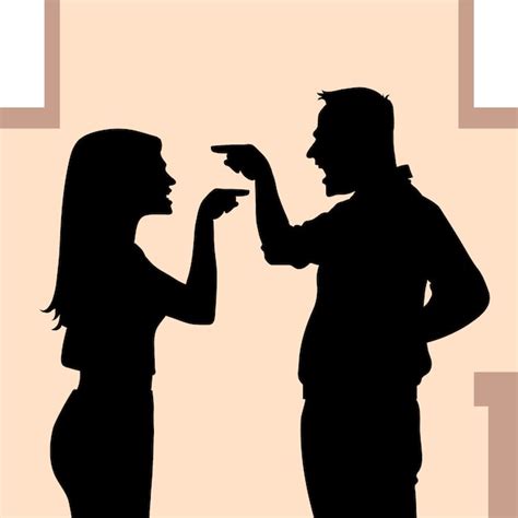 Pareja De Dise O Plano Discutiendo Silueta Vector Gratis