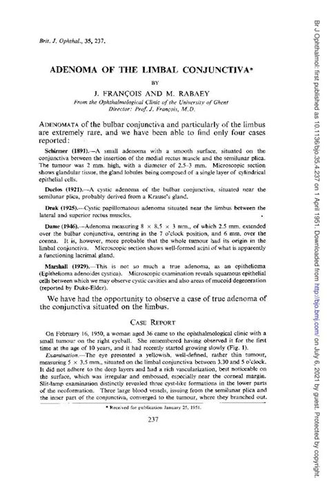 Pdf Adenoma Conjunctiva Conjunctiva Between The Insertion Ofthe