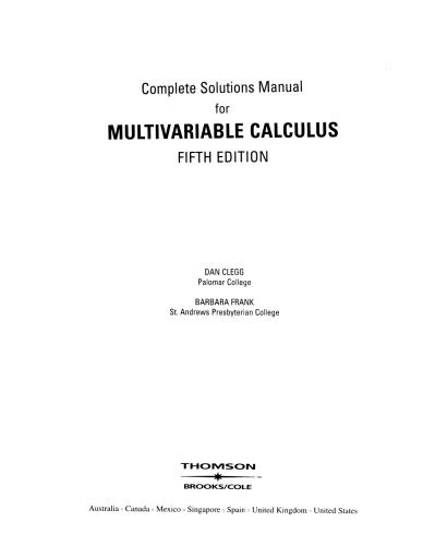 Solutions for Complete Solutions Manual - Multivariable Calculus 5th by ...