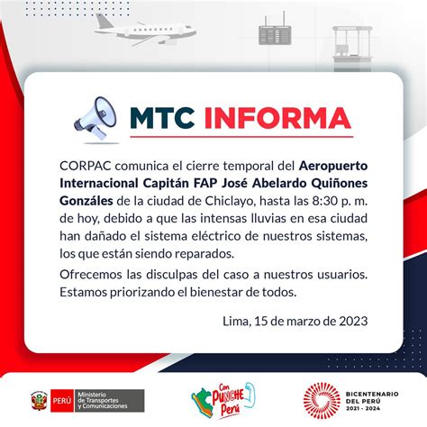 Ministerio De Transportes Y Comunicaciones On Twitter Mtcinforma