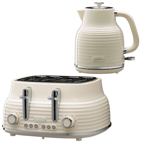 Daewoo Cream Sienna Jug Kettle And 4 Slice Toaster Set Kettles And Toasters From Daewoo Electricals Uk