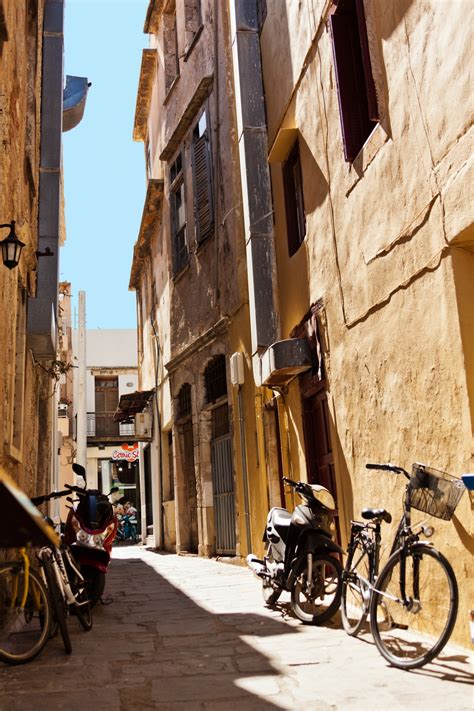 narrow greek street  stock photo public domain pictures