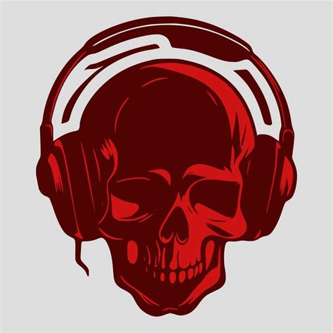 Grunge Skull Wearing Big Headphone Vector 16668994 Vector Art At Vecteezy