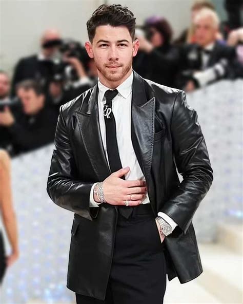 Met Gala 2023 Nick Jonas Black Leather Blazer