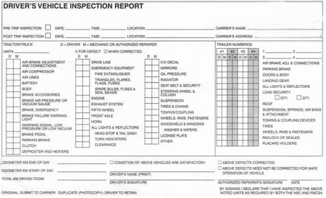 Free Printable Dot Pre Trip Inspection Form