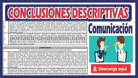 CONCLUSIONES DESCRIPTIVAS PARA EL ÁREA DE COMUNICACIÓN Docentes al día