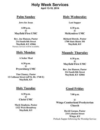 Holy Week Services 2014 PDF