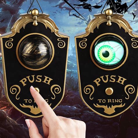 Halloween One Eyed Spider Doorbell Decoration Glowing Sounding Horror