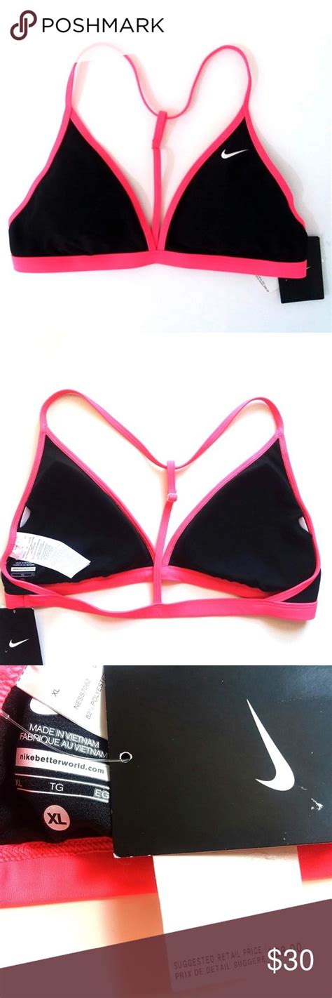 NWT Nike T Back Bikini Swim Top Coral And Black XL Bikinis Swim