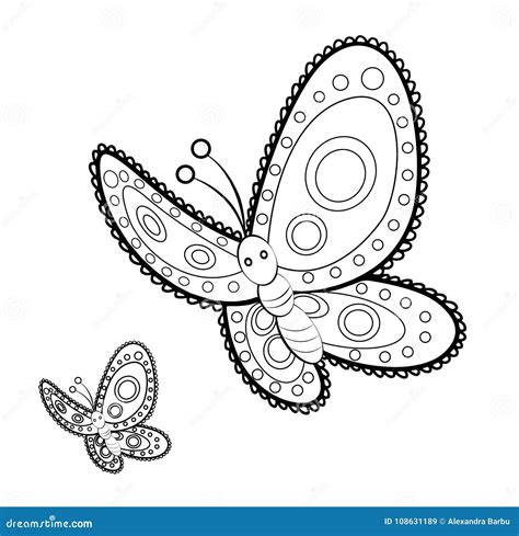 Butterfly Mandala Adult Anti Stress Coloring Page Stock Vector