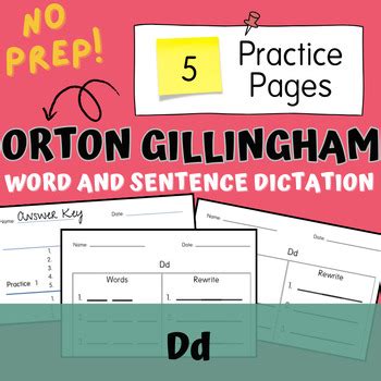 Dd Dictation Words And Sentences Orton Gillingham Science Of Reading