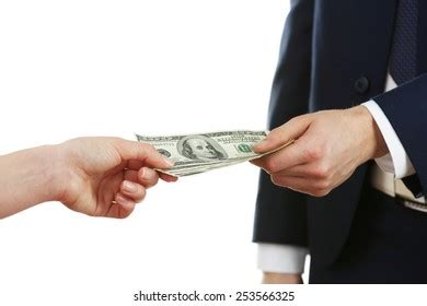 Closeup Businessman Taking Bribe Over White Stock Photo 282604523