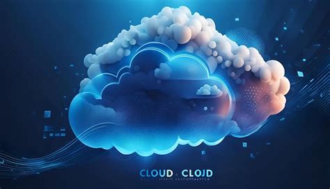 Futuristic Blue Cloud With Pixel Digital Transformation Abstract