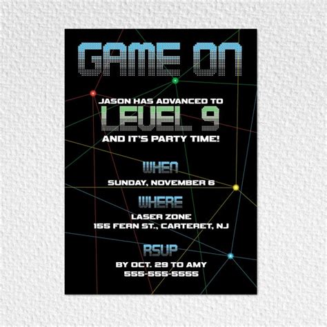 Invitation Anniversaire Laser Game Etsy France