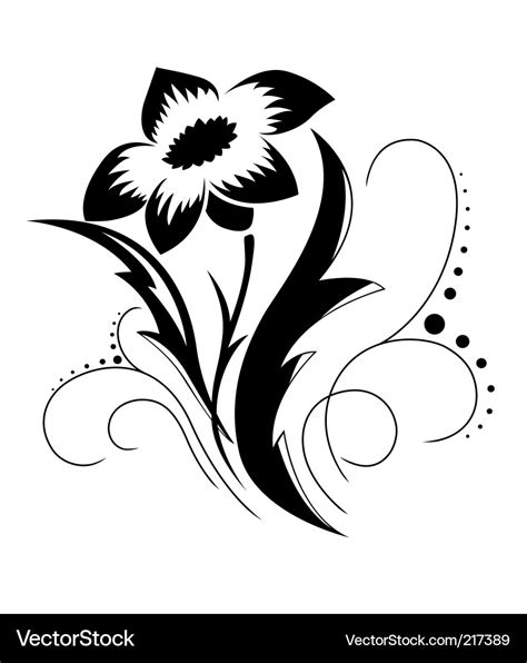 Black a white flower pattern Royalty Free Vector Image