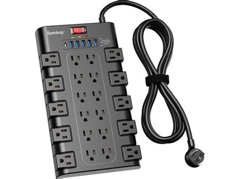 SUPERDANNY Power Strip Surge Protector 22 AC Outlets 6 USB Charging